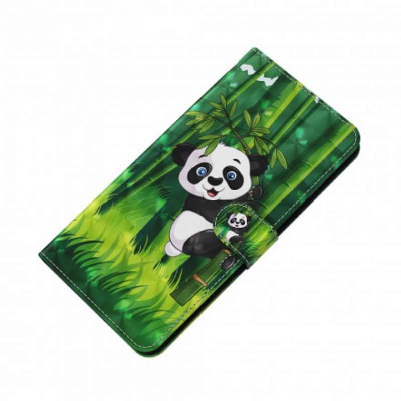 Capa Em Pele Para Xiaomi Mi 10T Lite Panda Light Spot E Bambu