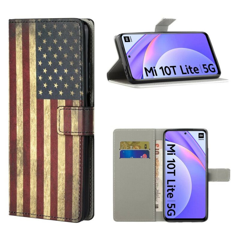 Capa Flip Para Xiaomi Mi 10T Lite Bandeira Americana