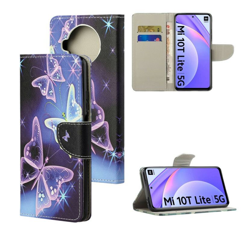 Capa Flip Para Xiaomi Mi 10T Lite Borboletas Neon