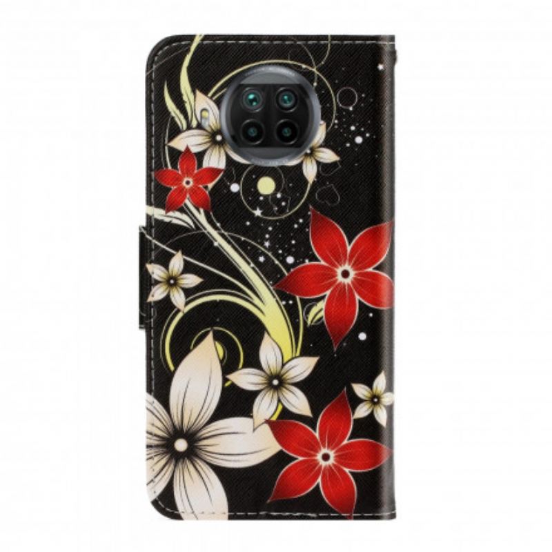 Capa Flip Para Xiaomi Mi 10T Lite De Cordão Flores Coloridas Com Tiras