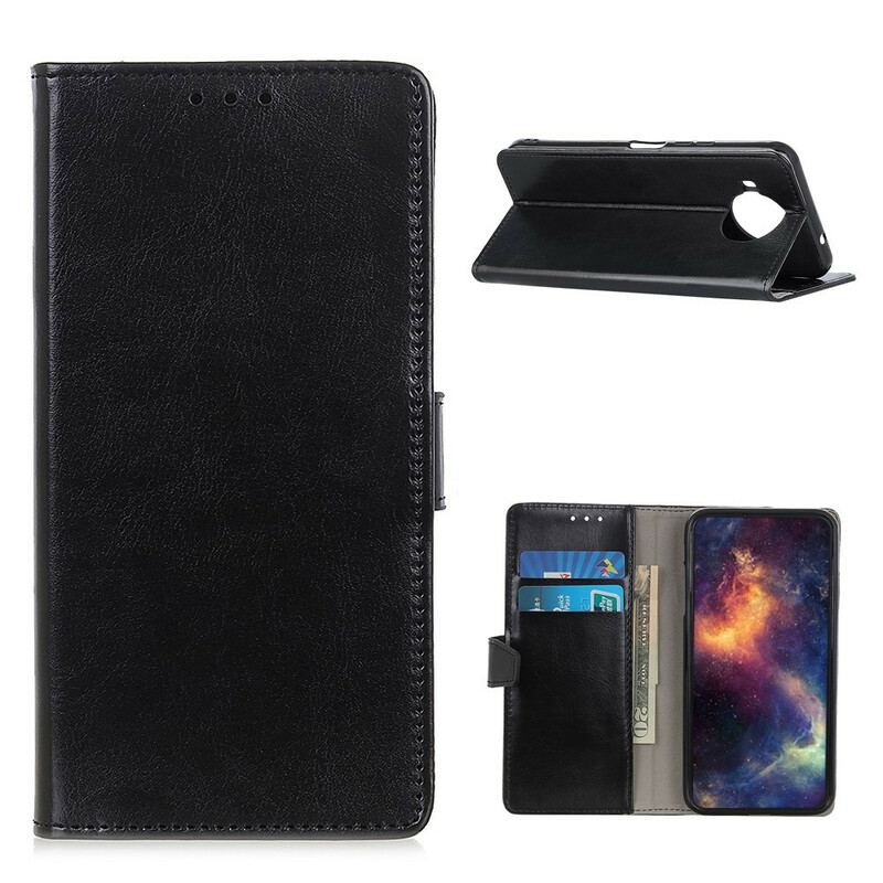 Capa Folio Para Xiaomi Mi 10T Lite Efeito Couro Brilhante