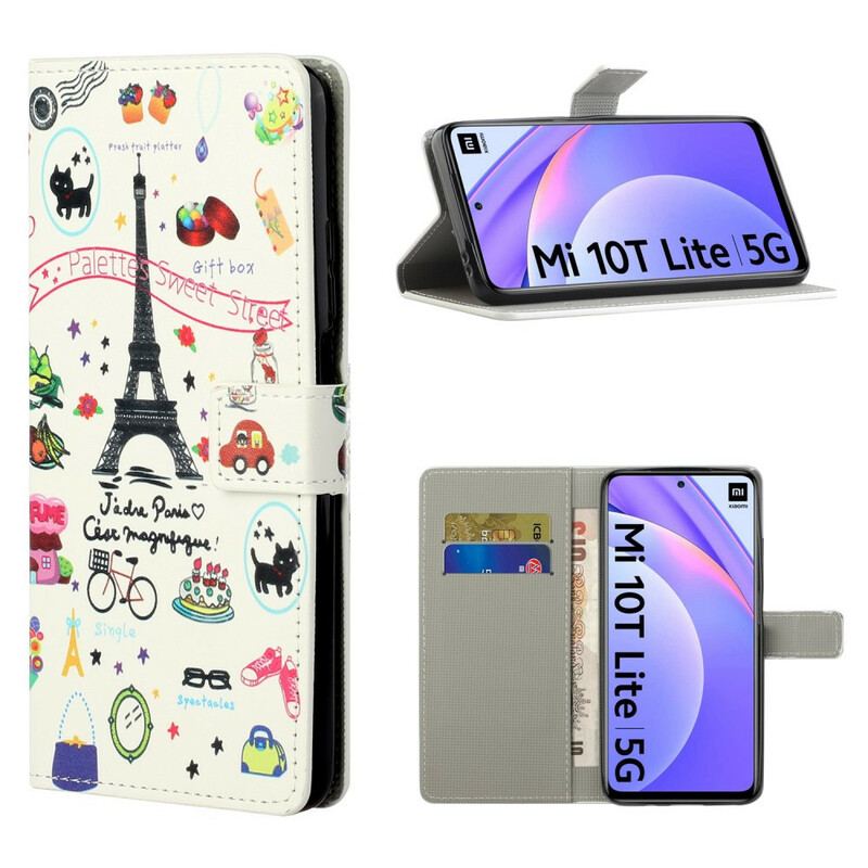 Capa Folio Para Xiaomi Mi 10T Lite Eu Amo Paris