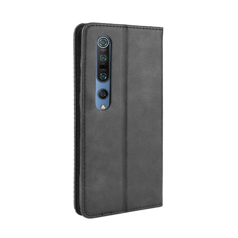 Capa De Celular Para Xiaomi Mi 10 / 10 Pro Flip Efeito Couro Vintage Estilizado