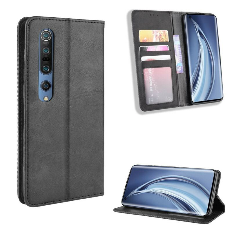 Capa De Celular Para Xiaomi Mi 10 / 10 Pro Flip Efeito Couro Vintage Estilizado