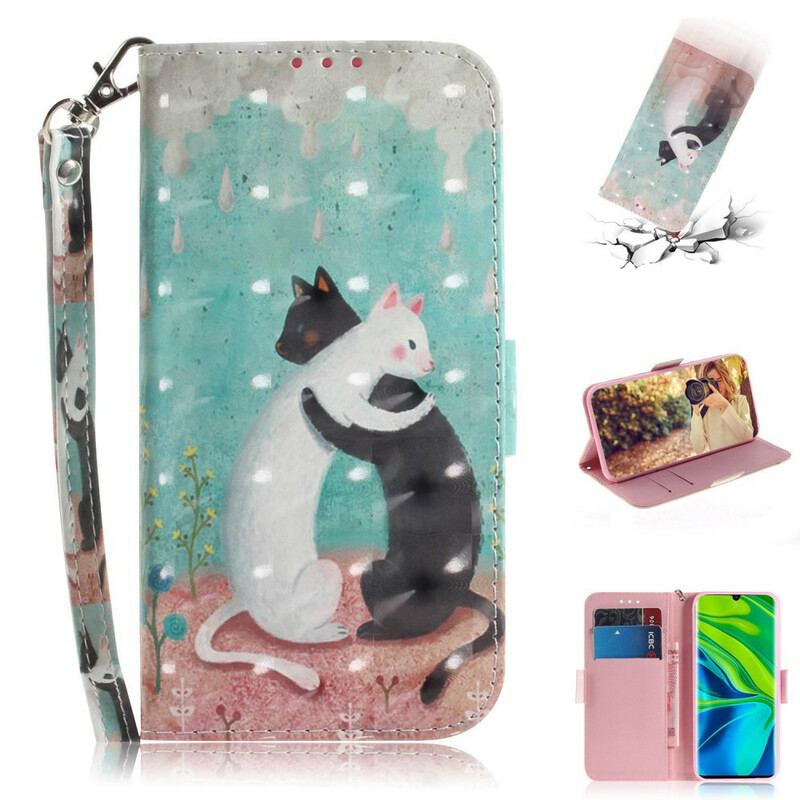 Capa De Couro Para Xiaomi Mi 10 / 10 Pro De Cordão Strappy Cat Friends