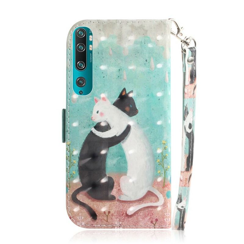 Capa De Couro Para Xiaomi Mi 10 / 10 Pro De Cordão Strappy Cat Friends