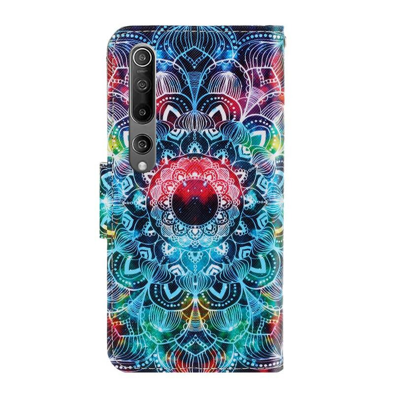 Capa Flip Para Xiaomi Mi 10 / 10 Pro De Cordão Mandala De Tiras Chamativas