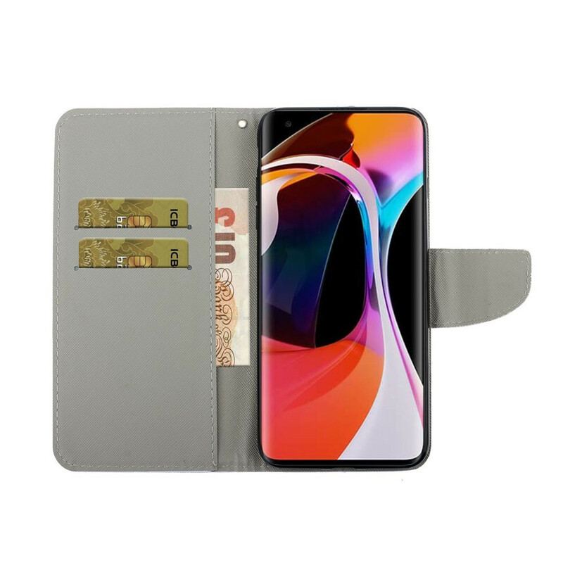 Capa Flip Para Xiaomi Mi 10 / 10 Pro De Cordão Mandala De Tiras Chamativas