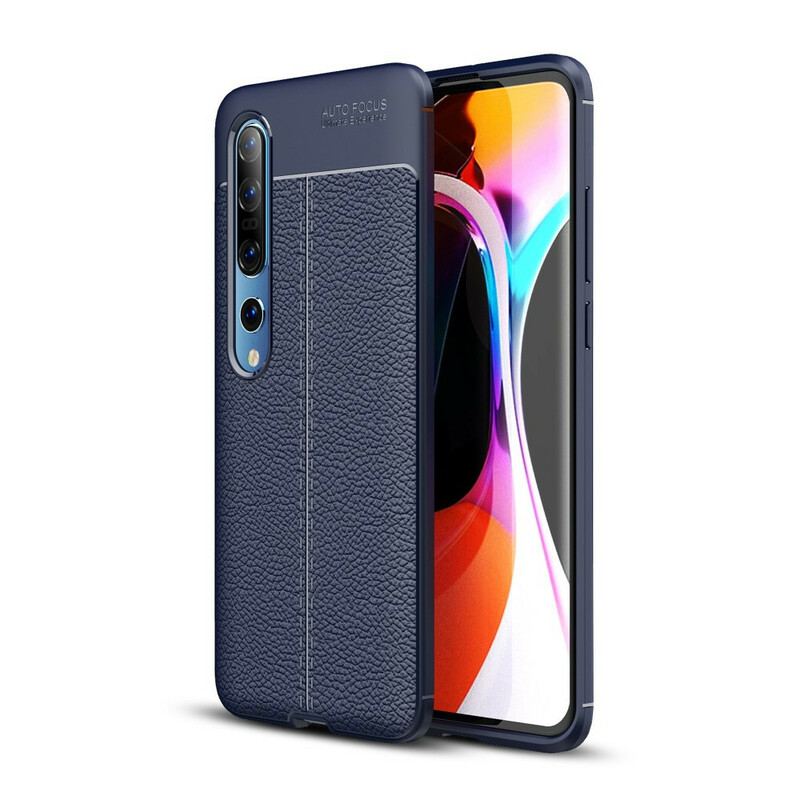 Capa Para Xiaomi Mi 10 / 10 Pro Linha Dupla Efeito Couro Litchi