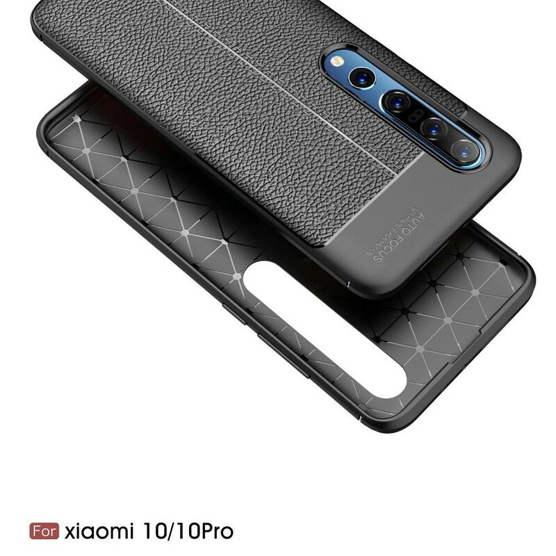 Capa Para Xiaomi Mi 10 / 10 Pro Linha Dupla Efeito Couro Litchi