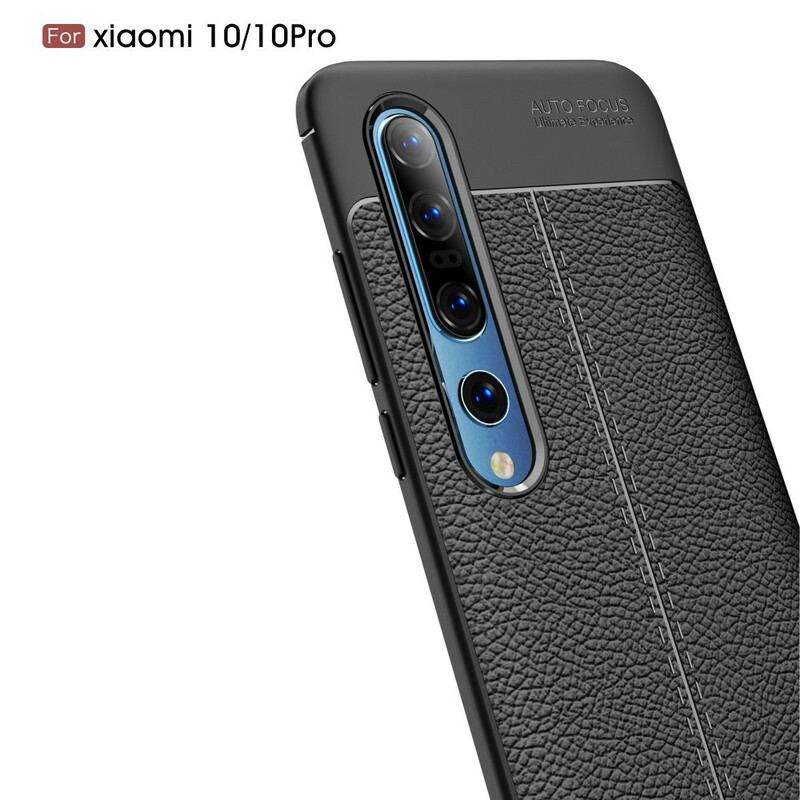 Capa Para Xiaomi Mi 10 / 10 Pro Linha Dupla Efeito Couro Litchi