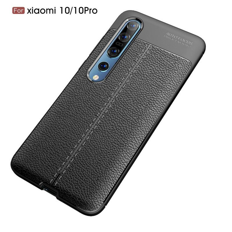 Capa Para Xiaomi Mi 10 / 10 Pro Linha Dupla Efeito Couro Litchi