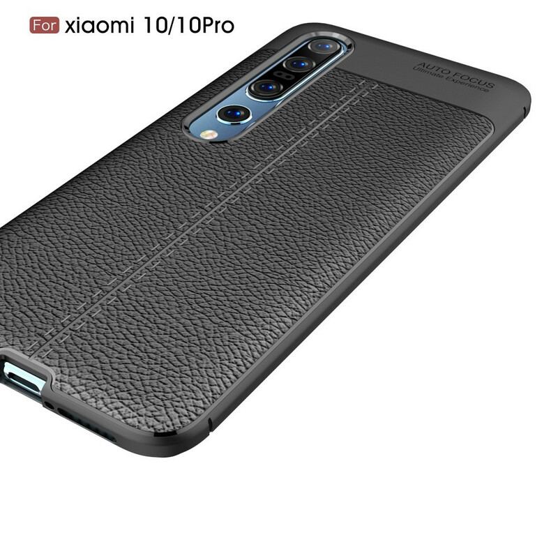 Capa Para Xiaomi Mi 10 / 10 Pro Linha Dupla Efeito Couro Litchi