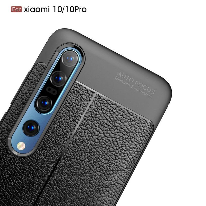 Capa Para Xiaomi Mi 10 / 10 Pro Linha Dupla Efeito Couro Litchi