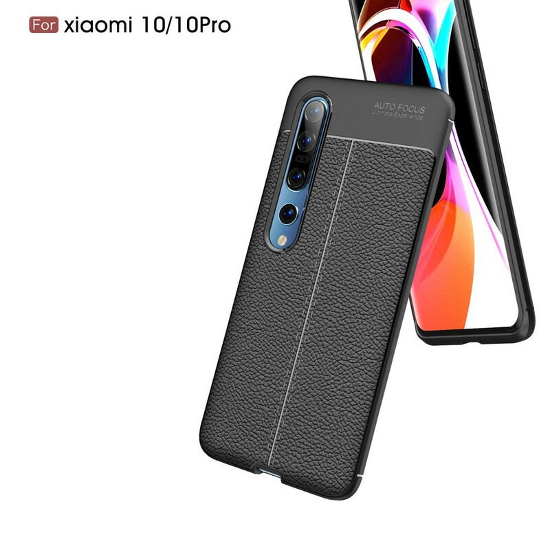 Capa Para Xiaomi Mi 10 / 10 Pro Linha Dupla Efeito Couro Litchi