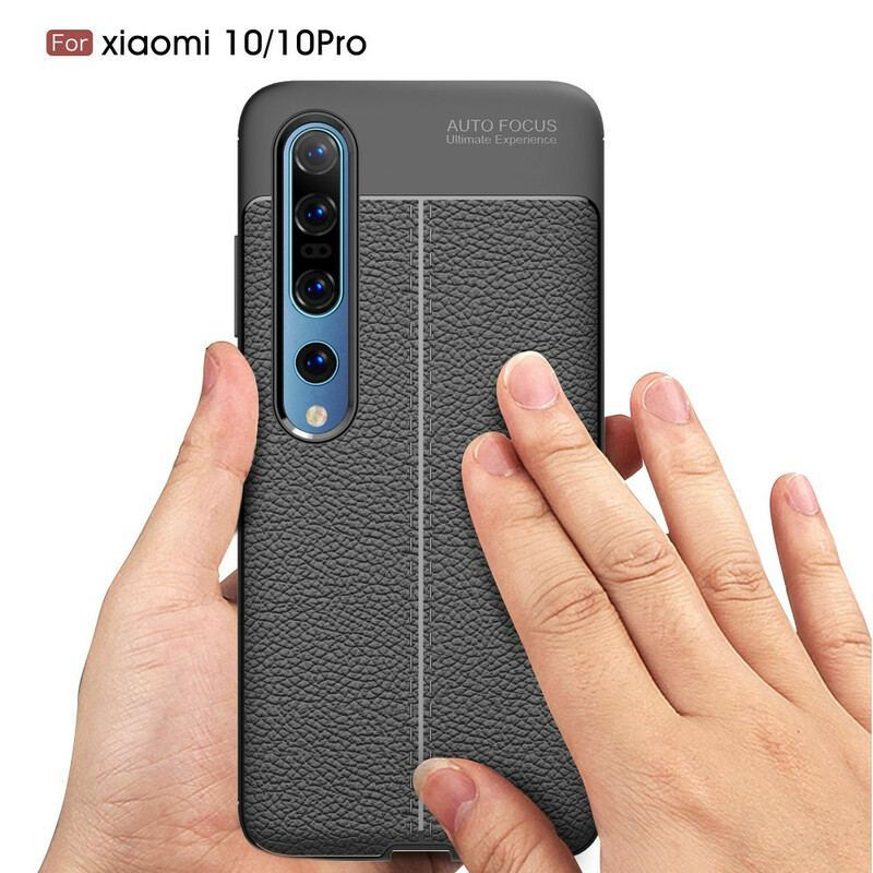 Capa Para Xiaomi Mi 10 / 10 Pro Linha Dupla Efeito Couro Litchi