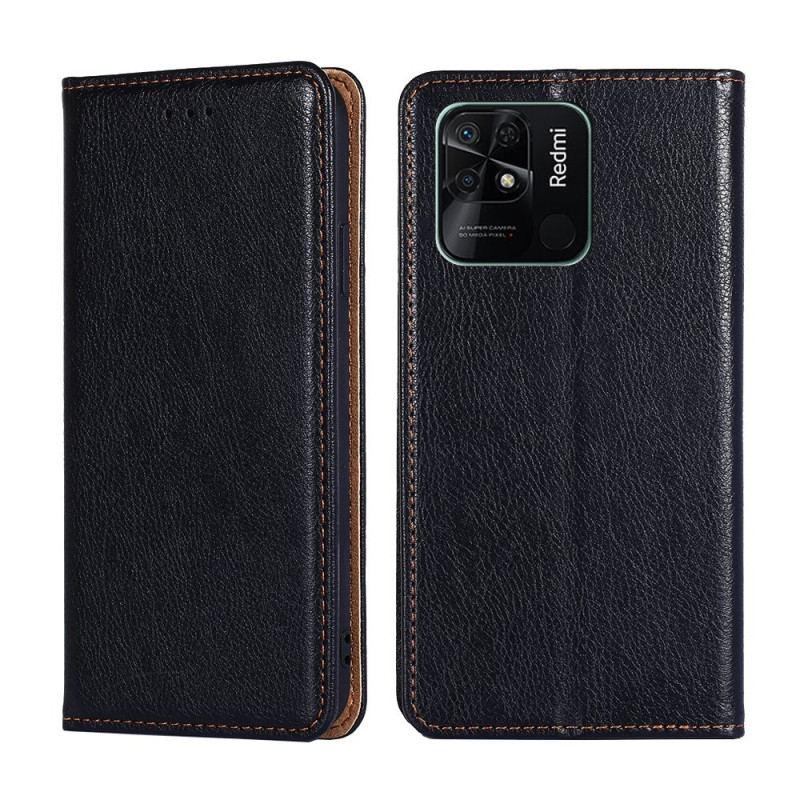 Capa De Celular Para Xiaomi Redmi 10X / 10X Pro Flip Costura De Couro Falso