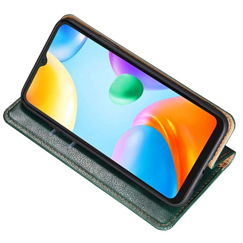 Capa De Celular Para Xiaomi Redmi 10X / 10X Pro Flip Costura De Couro Falso