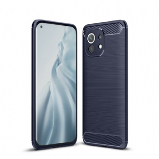 Capa De Celular Para Xiaomi Mi 11 (5G) Fibra De Carbono Escovada