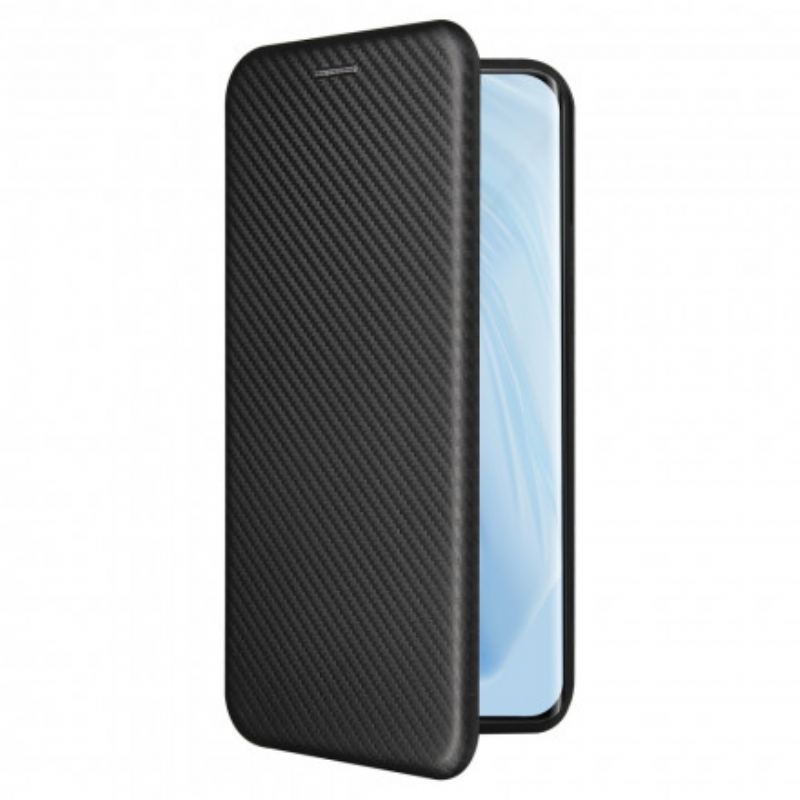 Capa De Celular Para Xiaomi Mi 11 (5G) Flip Fibra De Carbono Com Anel De Suporte