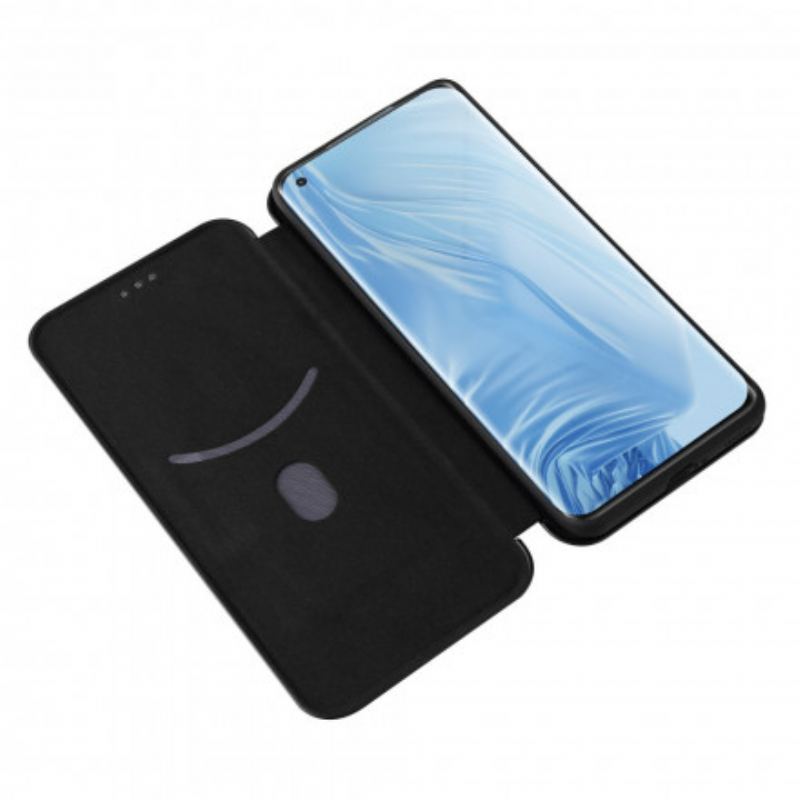 Capa De Celular Para Xiaomi Mi 11 (5G) Flip Fibra De Carbono Com Anel De Suporte