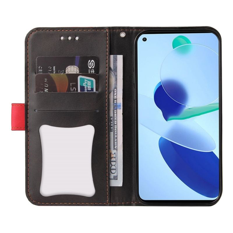 Capa De Couro Para Xiaomi Mi 11 (5G) Dois Tons