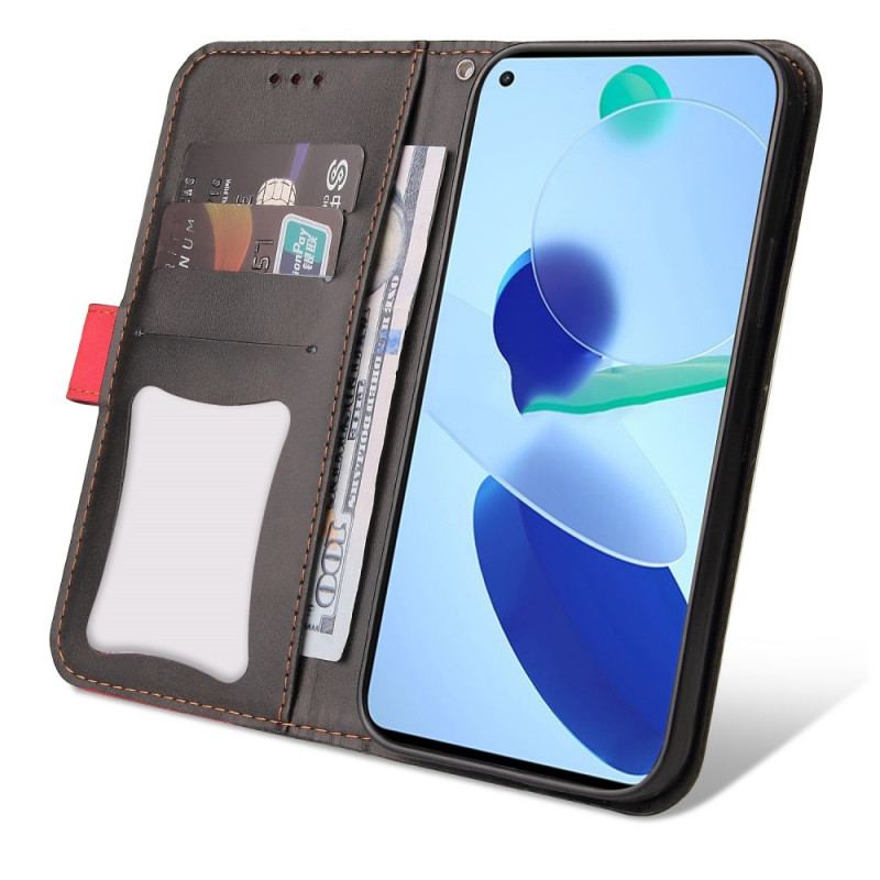 Capa De Couro Para Xiaomi Mi 11 (5G) Dois Tons