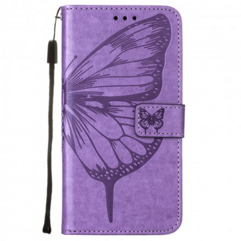 Capa Em Pele Para Xiaomi Mi 11 (5G) Design De Borboleta Com Cordão