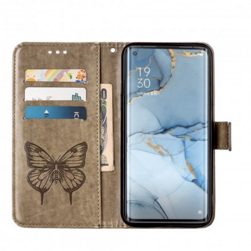 Capa Em Pele Para Xiaomi Mi 11 (5G) Design De Borboleta Com Cordão