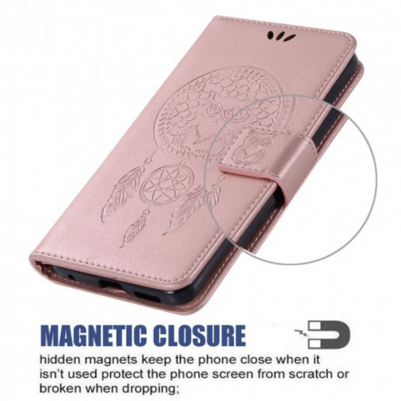 Capa Flip Para Xiaomi Mi 11 (5G) Coruja Apanhador De Sonhos Efeito Couro