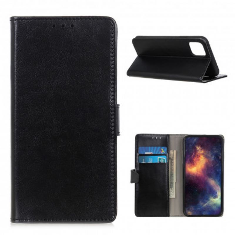 Capa Flip Para Xiaomi Mi 11 (5G) Efeito Couro Brilhante Simples