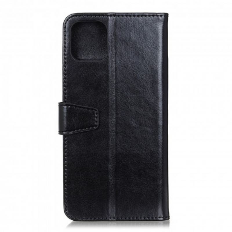 Capa Flip Para Xiaomi Mi 11 (5G) Efeito Couro Brilhante Simples