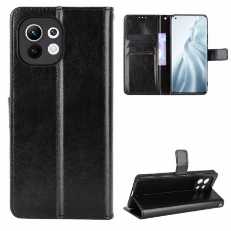 Capa Folio Para Xiaomi Mi 11 (5G) Couro Falso Chamativo