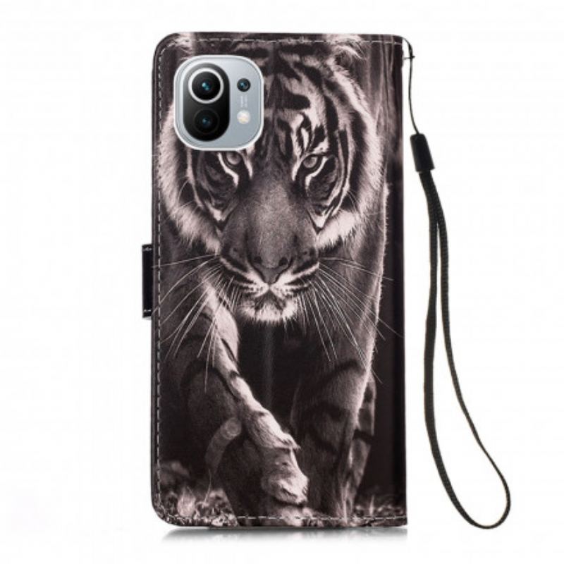 Capa Folio Para Xiaomi Mi 11 (5G) Tigre Da Noite