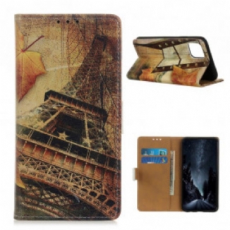 Capa Folio Para Xiaomi Mi 11 (5G) Torre Eiffel No Outono