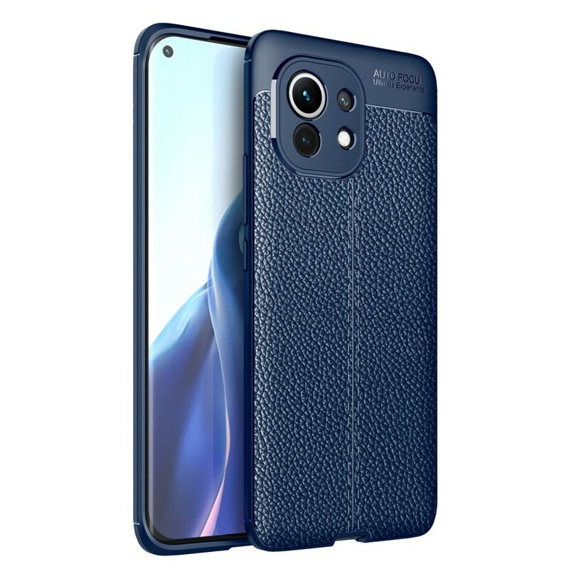 Capa Para Xiaomi Mi 11 (5G) Linha Dupla Efeito Couro Litchi