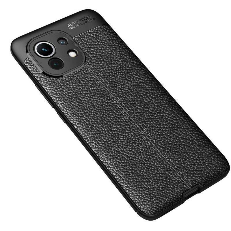 Capa Para Xiaomi Mi 11 (5G) Linha Dupla Efeito Couro Litchi