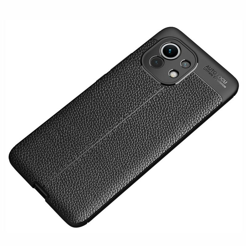 Capa Para Xiaomi Mi 11 (5G) Linha Dupla Efeito Couro Litchi