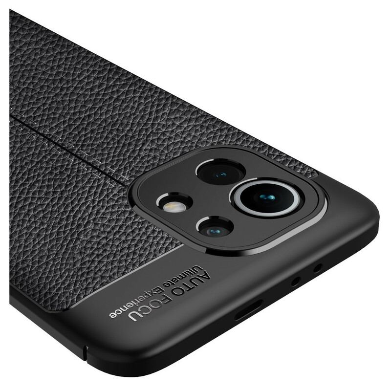 Capa Para Xiaomi Mi 11 (5G) Linha Dupla Efeito Couro Litchi