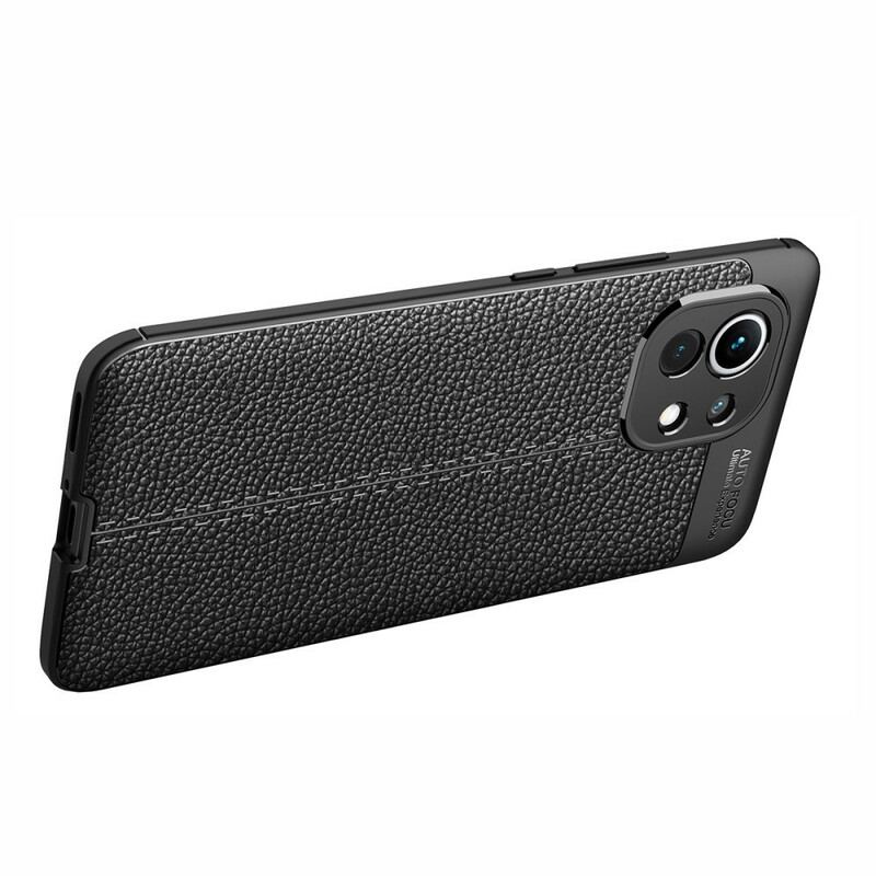 Capa Para Xiaomi Mi 11 (5G) Linha Dupla Efeito Couro Litchi