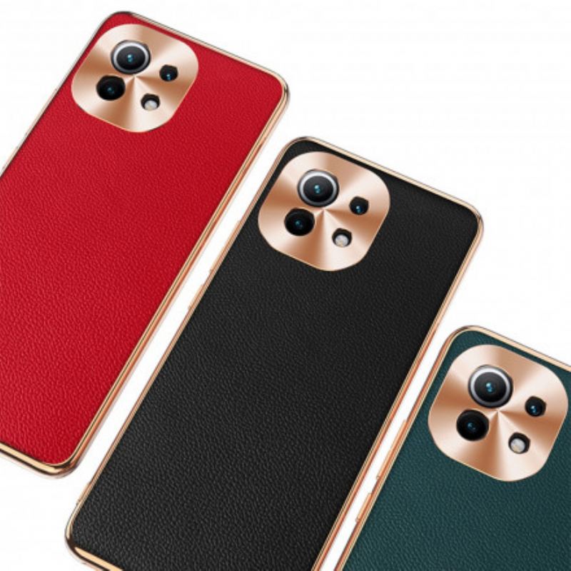 Capa Para Xiaomi Mi 11 (5G) Capa Proteção Proteção De Módulo Fotográfico De Couro Genuíno