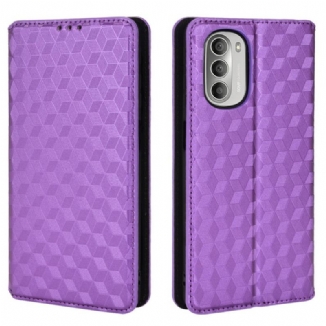 Capa De Celular Para Moto G51 5G Flip Efeito Couro Diamante