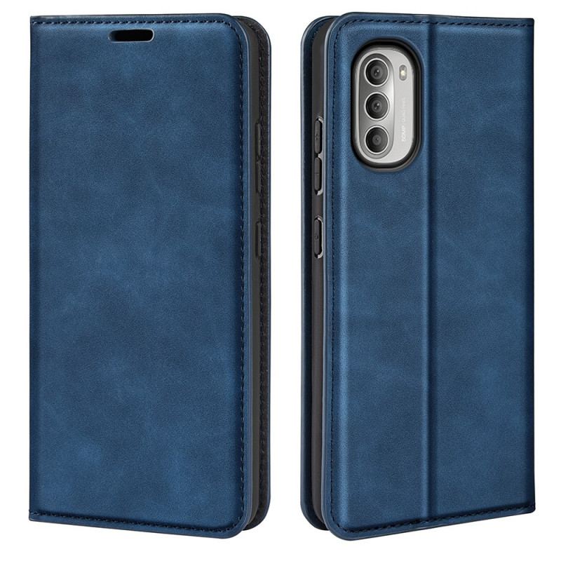 Capa De Celular Para Moto G51 5G Flip Efeito Couro Macio Seda