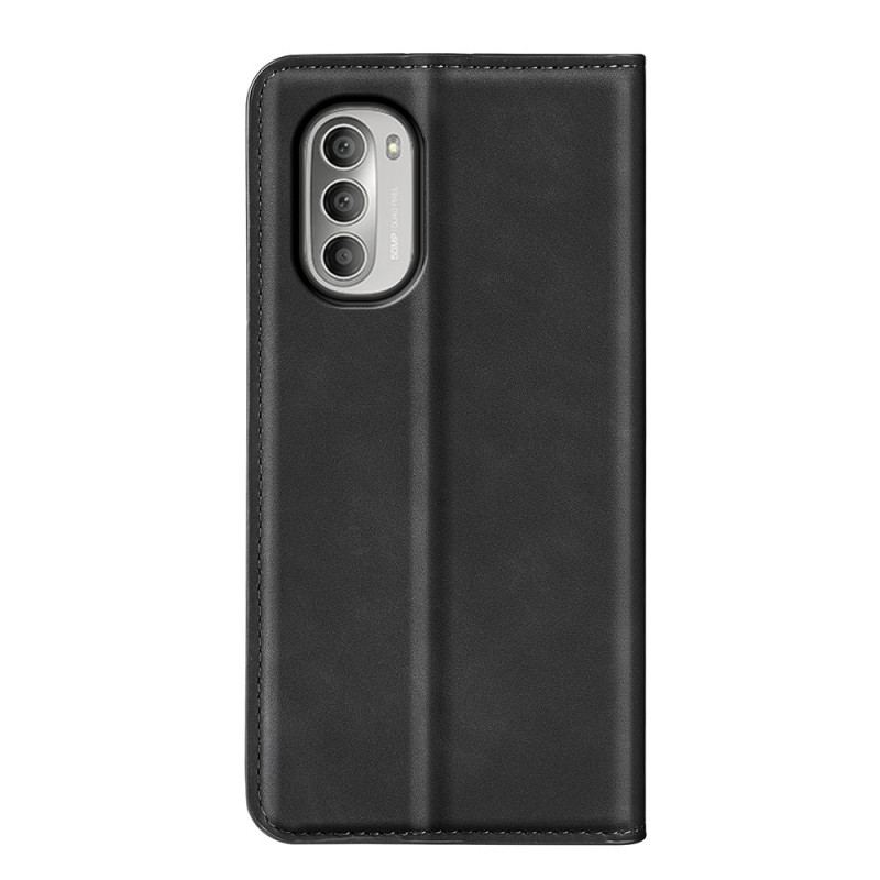 Capa De Celular Para Moto G51 5G Flip Efeito Couro Macio Seda