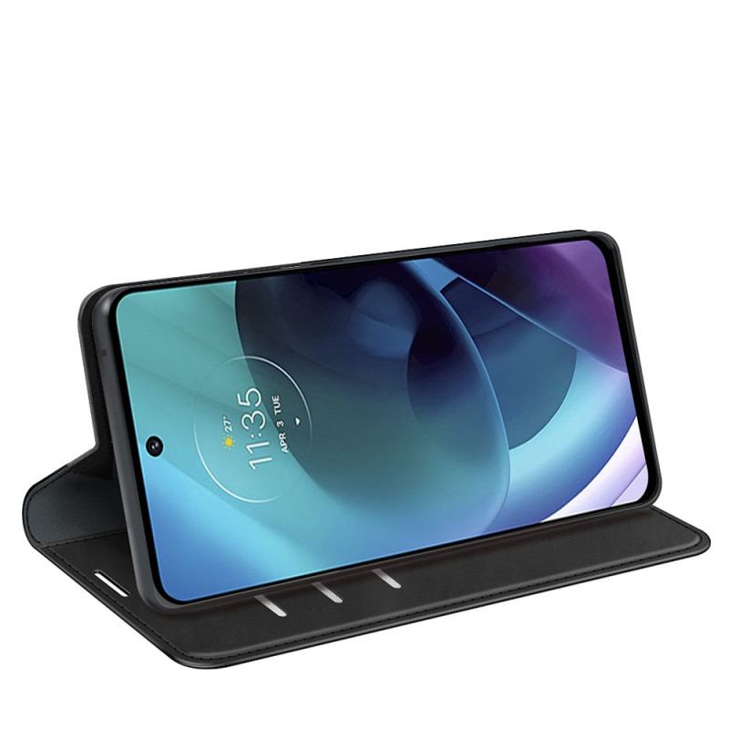 Capa De Celular Para Moto G51 5G Flip Efeito Couro Macio Seda