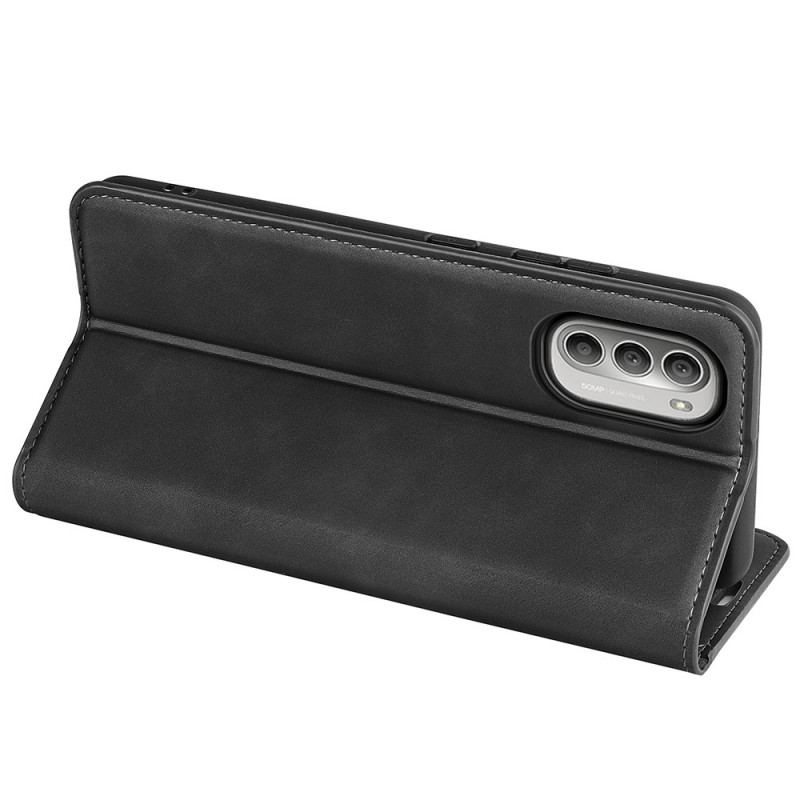 Capa De Celular Para Moto G51 5G Flip Efeito Couro Macio Seda