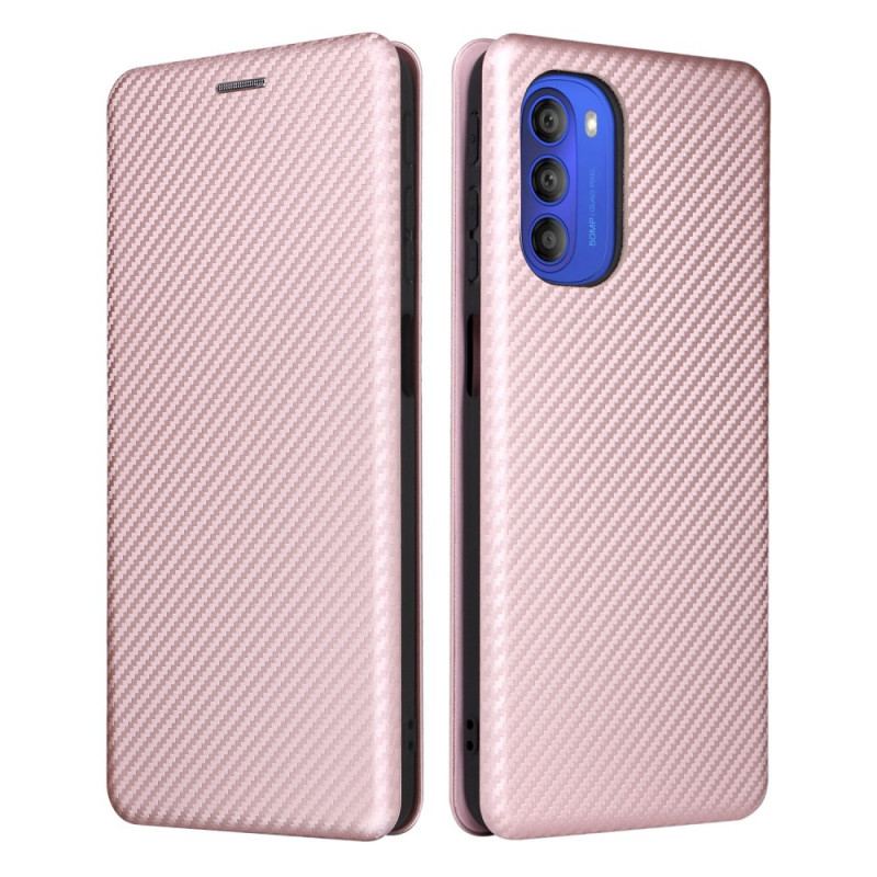 Capa De Celular Para Moto G51 5G Flip Silicone De Carbono Colorido