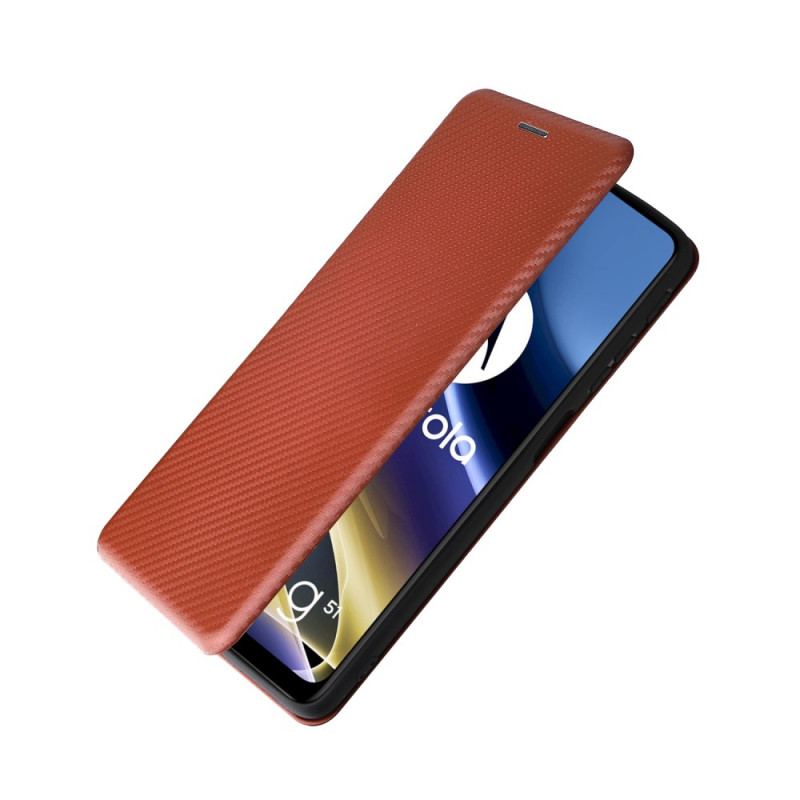 Capa De Celular Para Moto G51 5G Flip Silicone De Carbono Colorido