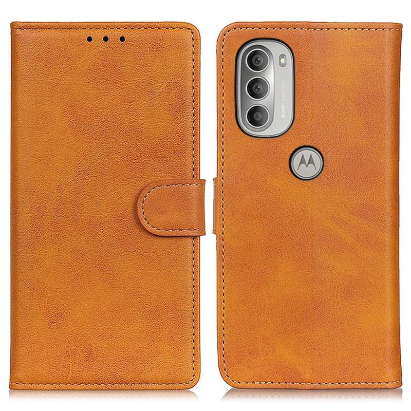 Capa De Couro Para Moto G51 5G Efeito De Couro Fosco Retrô