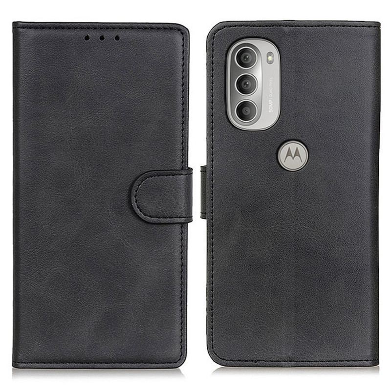 Capa De Couro Para Moto G51 5G Efeito De Couro Fosco Retrô